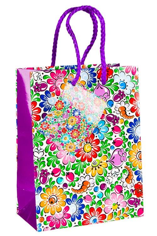 Paper Gift Bags with Small Greeting Card with Polish Folk Art Designs , Shopping Bags for Parties, Memorable Tourist Gift