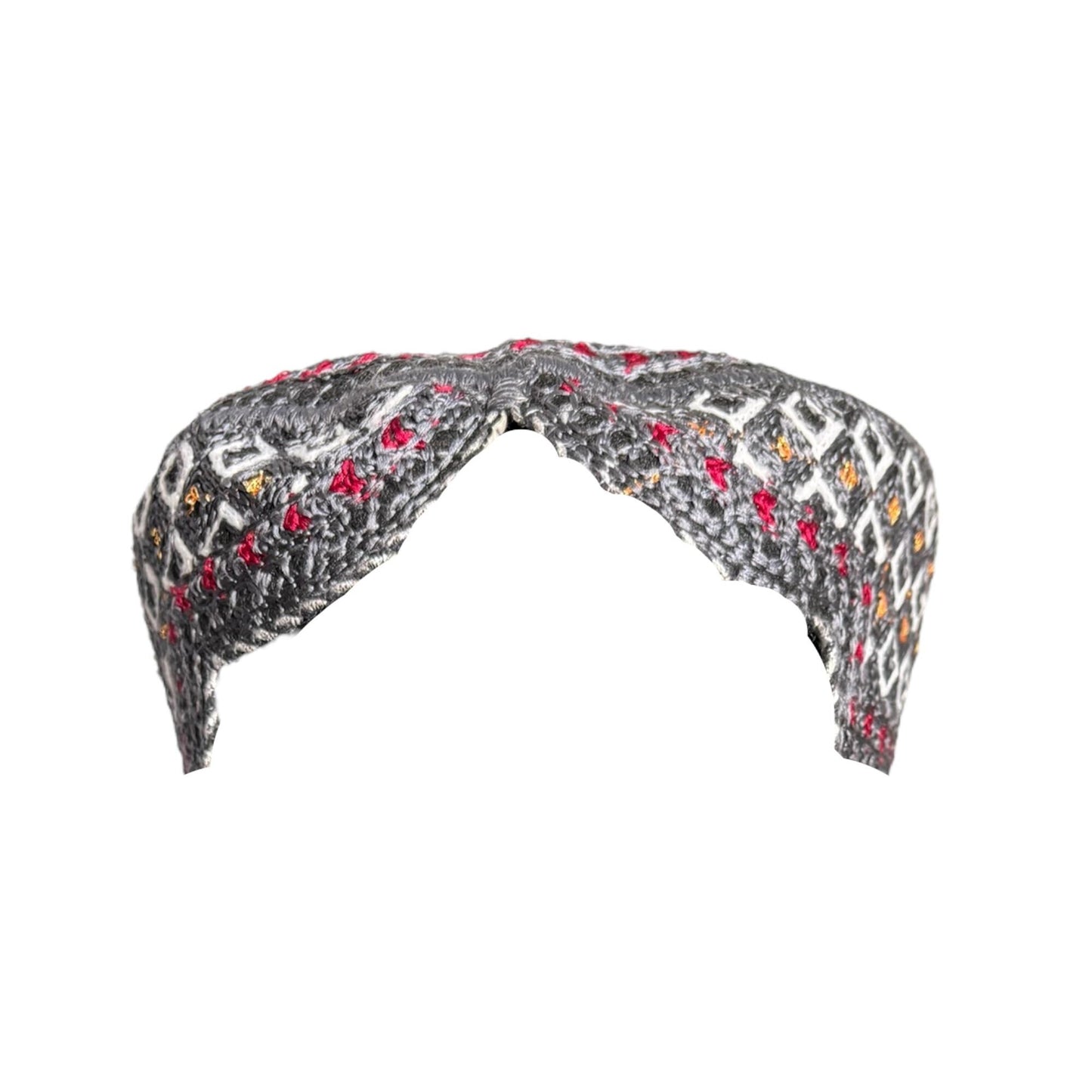 Sindhi Balochi Kufi Sufi Artist Topi - Trendy Hat - Handmade Embroidery Front Cut Cap - Diamond Gold Pattern - (55 to 57 cm)
