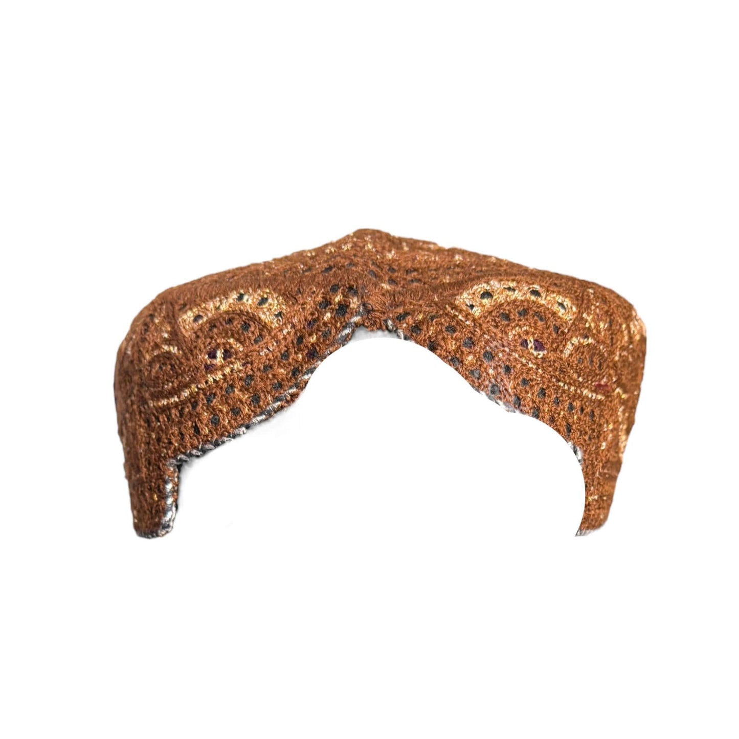 Sindhi Kufi Sufi Artist Topi - Trendy Unisex Hat - Handmade Embroidery Front Cut Cap - Golden Arch Pattern - (55 to 58 cm)