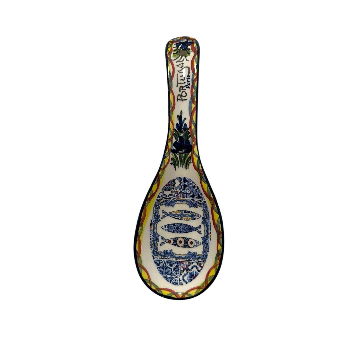 Portugese Pottery Hand Painted Spoon - Ceramic Kitchen Serving Spoon or Wall Hanging Decoration