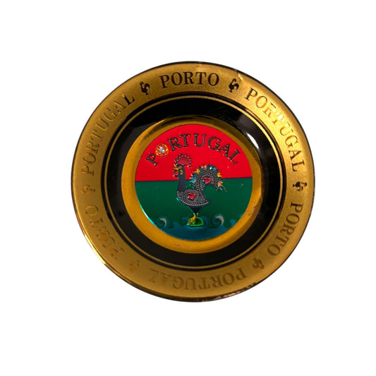Portugal Ceramic Fridge Magnet: Gold Plated Portuguese Souvenir