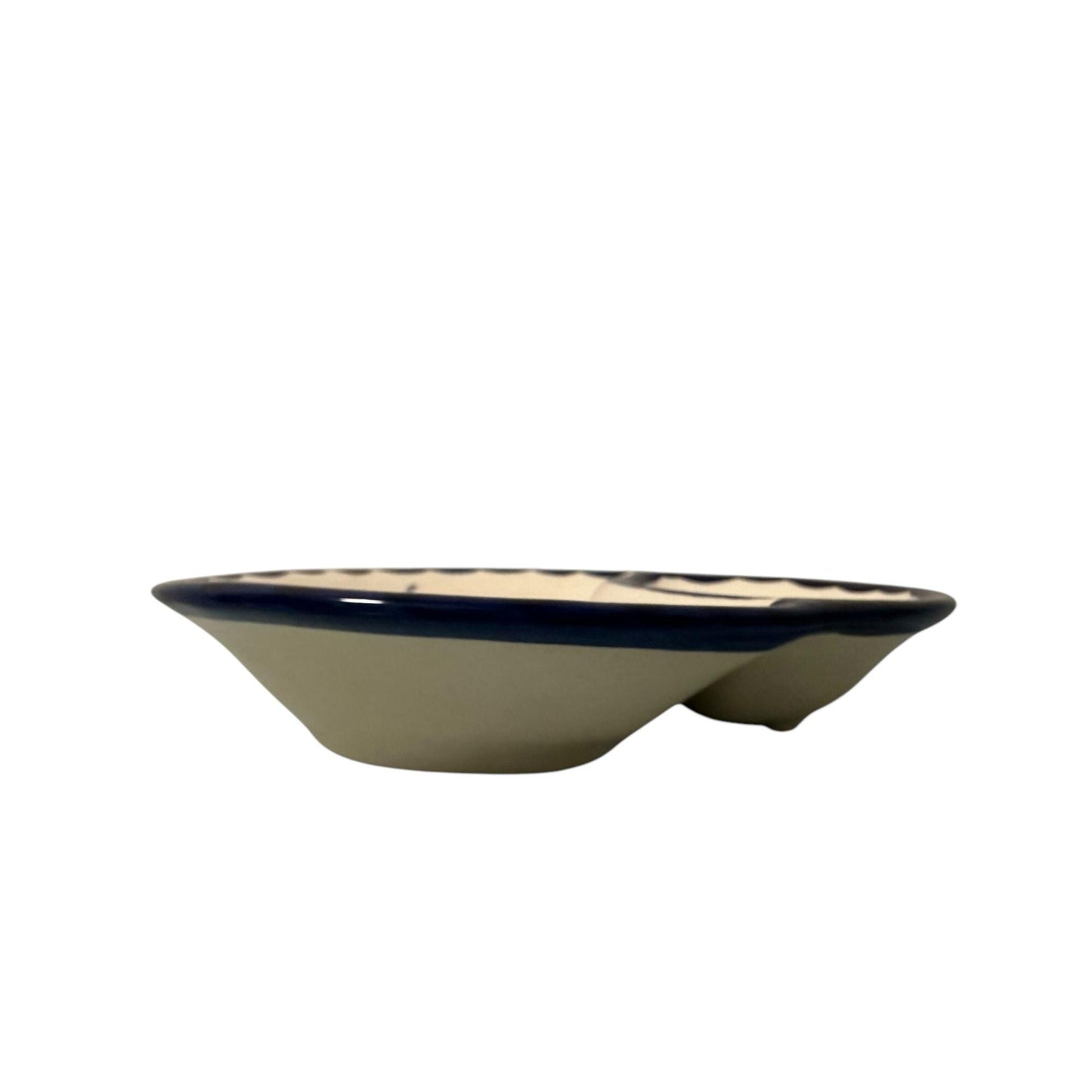 Portugal Hand Painted Pottery Olive Dish/Tray with Triangle Shape Pit Holder - Ceramic Dish Plate Tray for Olives Sauces Salad