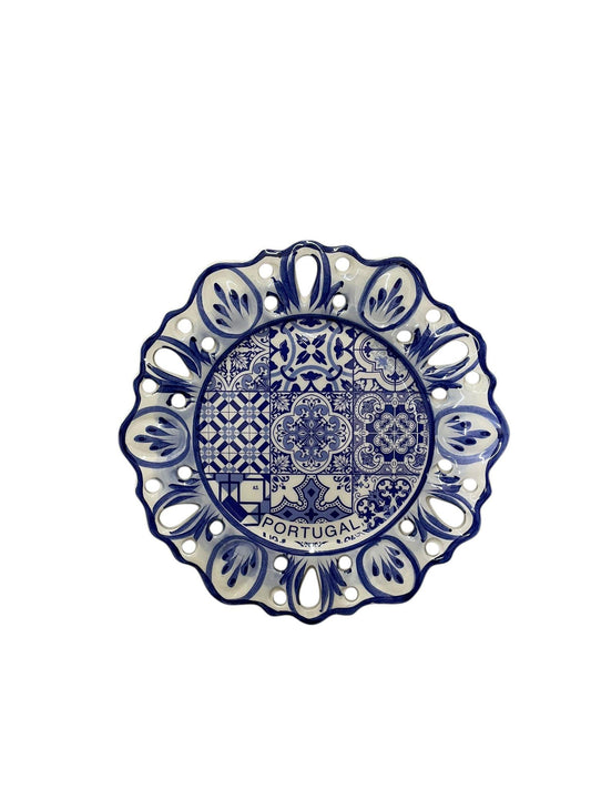 Portugal Azulejos Hand Painted Round Ceramic Plate Wall Decor Hanging Portugese Azulejoes Pottery Beautiful Gift from Portugal