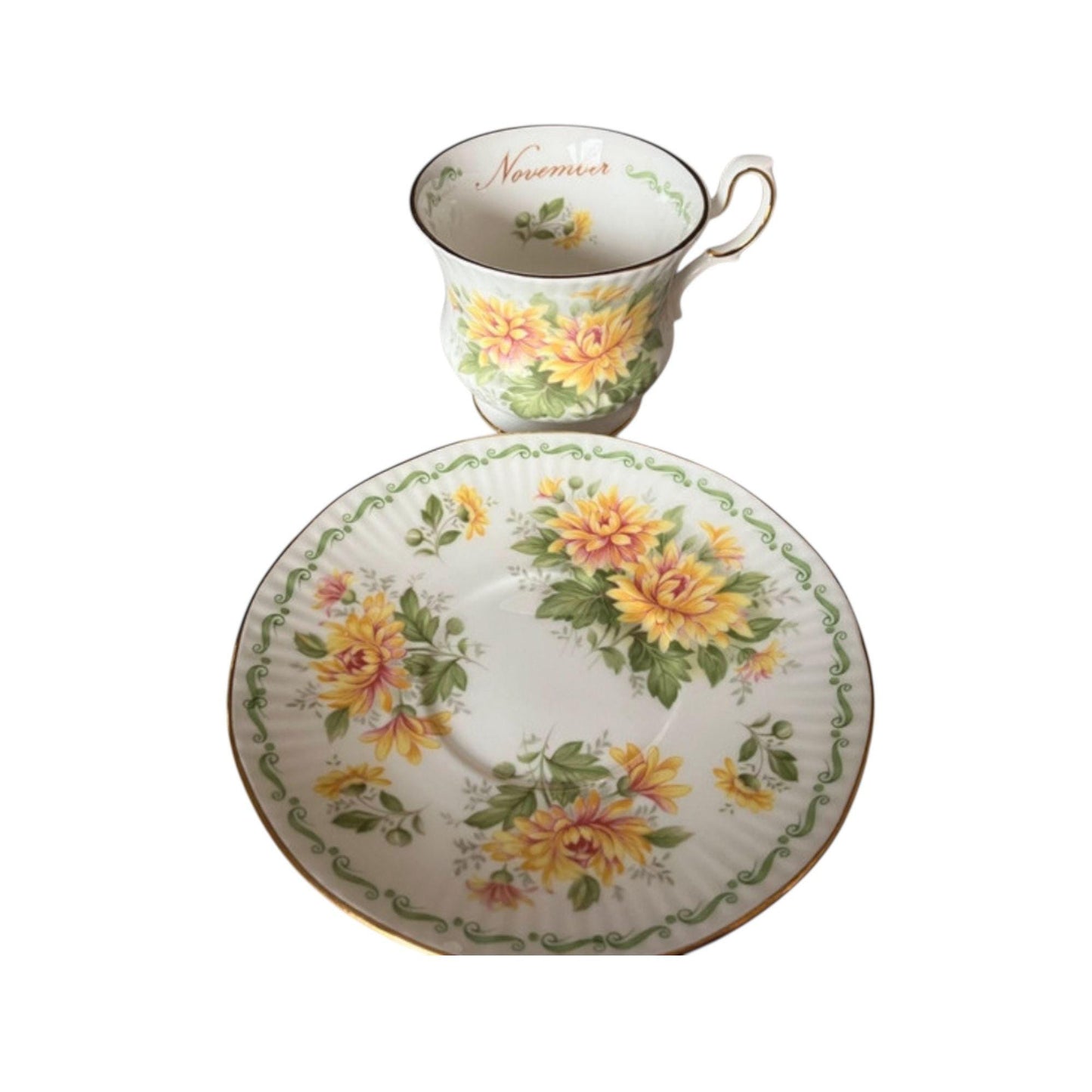 Floral Birth Wedding Month Expresso Coffee Cup with Saucer - Kitchen Table Decoration Souvenir from Portugal