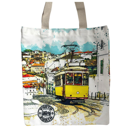 Portugese Traditional Symbols Tote Bags - Colorful Patterns Shopping Travel Hand Bags with Zipper & Sling - Souvenir from Portugal