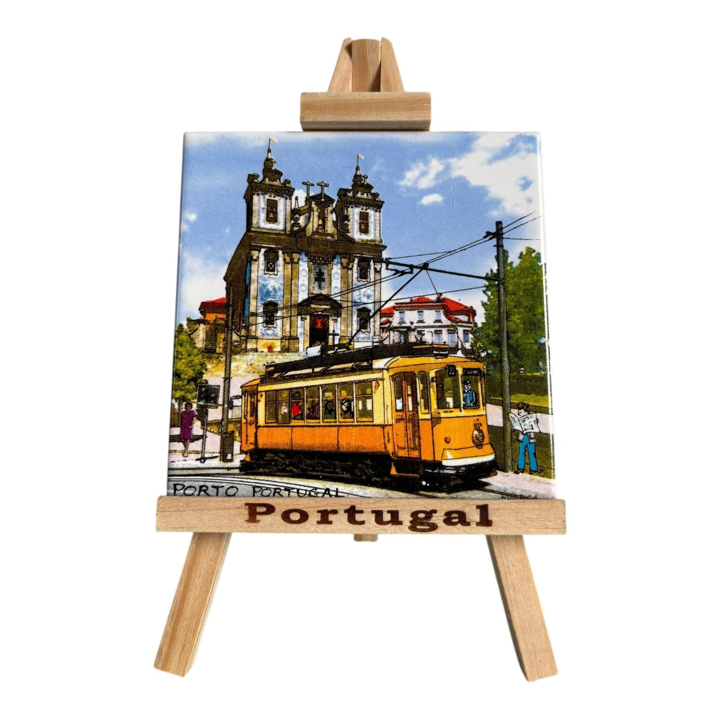 Portugal Ceramic Azulejo Tiles With Wooden Stand Portugese Pottery Home & Wall Decoration Beautiful Gift Souvenir from Portugal