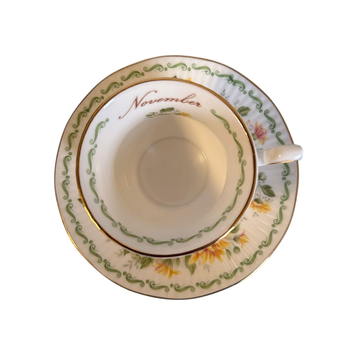 Floral Birth Wedding Month Expresso Coffee Cup with Saucer - Kitchen Table Decoration Souvenir from Portugal