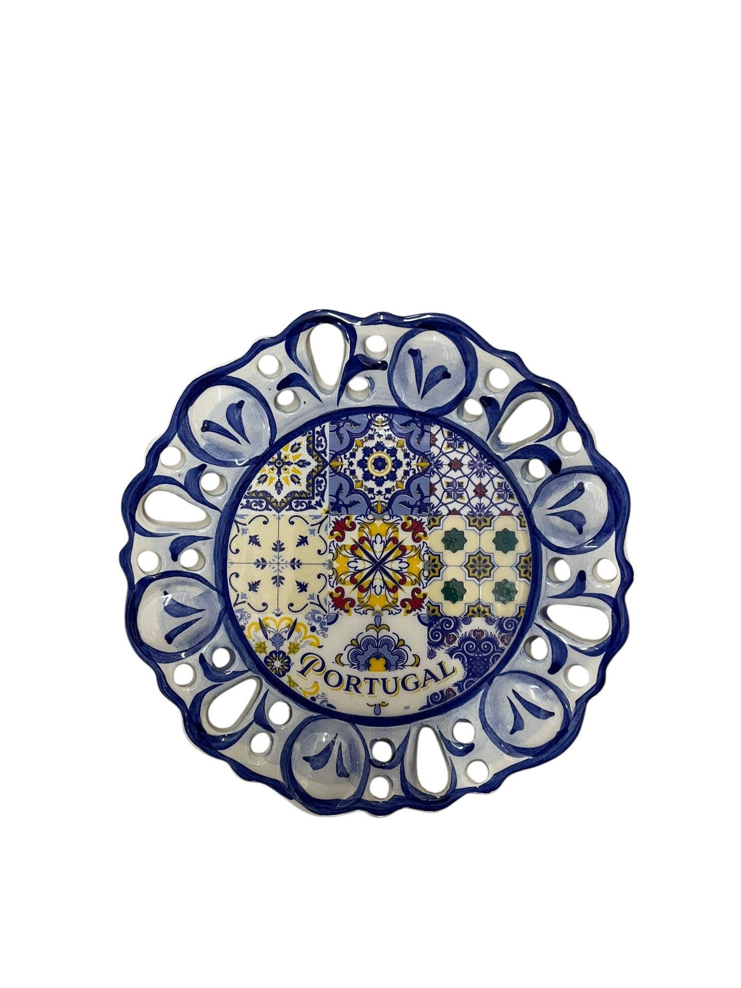 Portugal Azulejos Hand Painted Round Ceramic Plate Wall Decor Hanging Portugese Azulejoes Pottery Beautiful Gift from Portugal