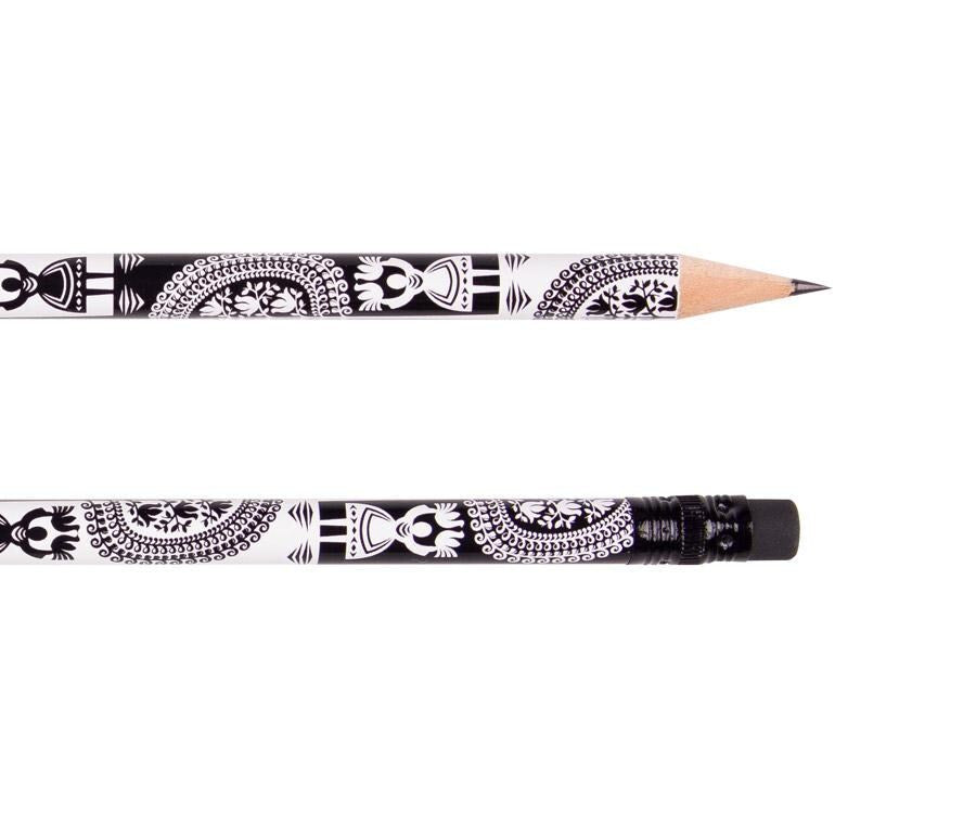 Pencils with Eraser Poland Folk Stylized Decorations Pencils with Vivid Colors and Interesting Compositions (Set of 9 Pencils)