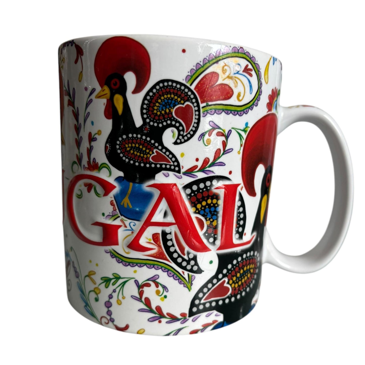 Portugal Azulejo Extra Big Coffee Mug with Embeded Letters - Portugese Pottery Ceramic Mugs - Beautiful Tourist Gift from Portugal (500 ml)