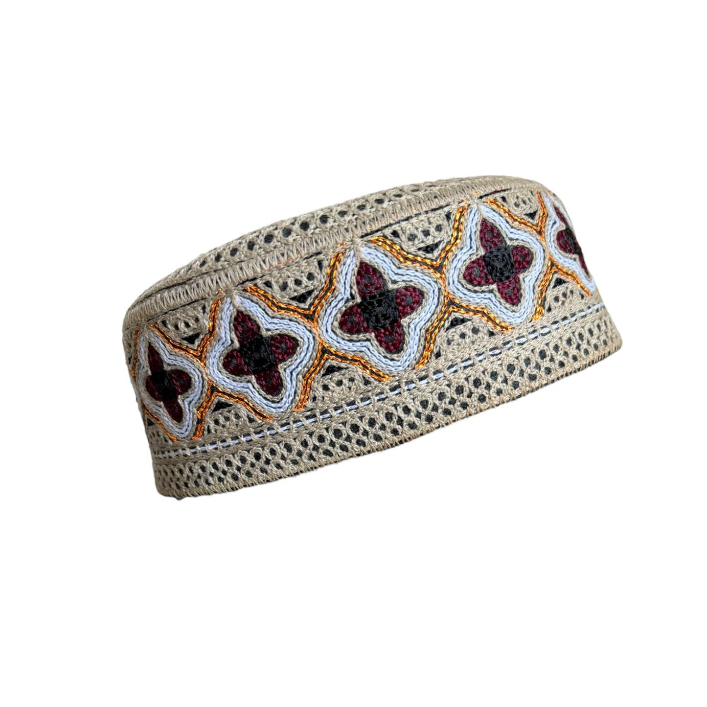 Kufi Sufi Artist Sindhi Balochi Topi - Trendy Traditional Vibrant Colorful Topi - Handmade Embroidery Round Hat (Size 55cm)