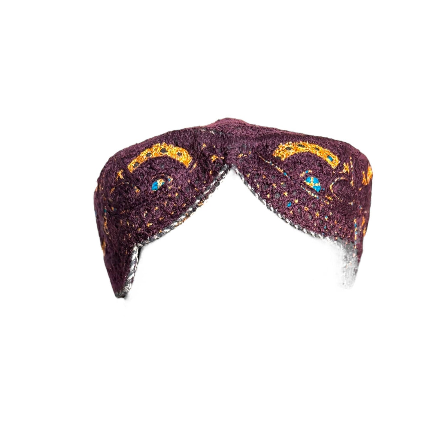 Sindhi Kufi Sufi Artist Topi - Trendy Unisex Hat - Handmade Embroidery Front Cut Cap - Golden Arch Pattern - (55 to 58 cm)