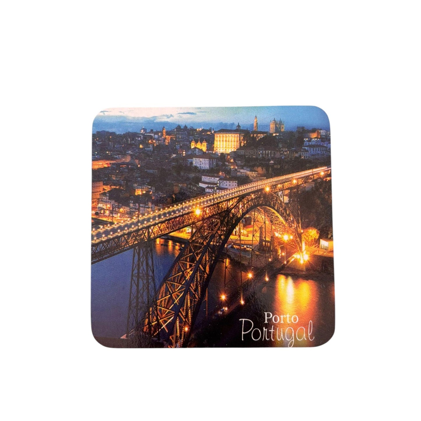 Cork Coffee Tea Square Coaster - Beautiful Monuments of Porto Portugal - Tourist Souvenir Gift from Portugal (Set of 6)
