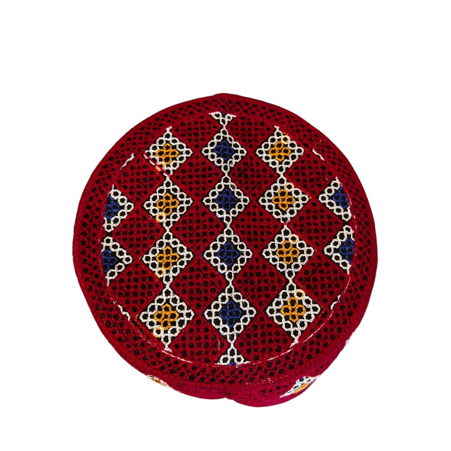 Sindhi Balochi Kufi Sufi Artist Topi - Trendy Unisex Hat - Handmade Embroidery Front Cut Cap - Dice Pattern - (55 to 57 cm)