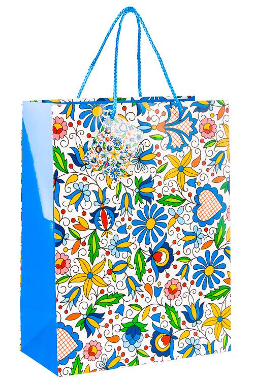 Paper Gift Bags with Small Greeting Card with Polish Folk Art Designs , Shopping Bags for Parties, Memorable Tourist Gift