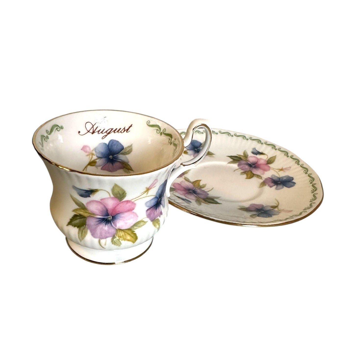 Floral Birth Wedding Month Expresso Coffee Cup with Saucer - Kitchen Table Decoration Souvenir from Portugal