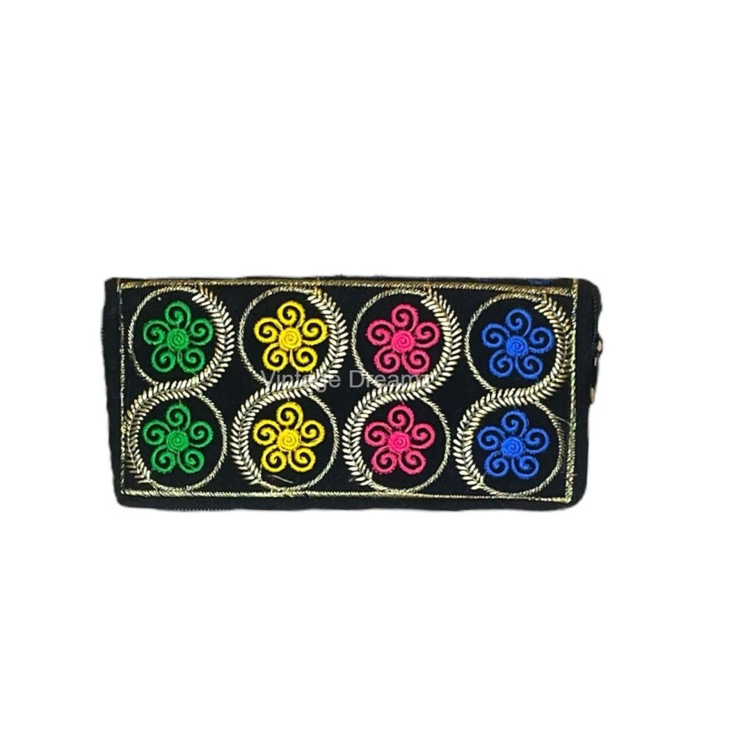 Embroidered Sling Versatile Clutch Bags for Women & Girls, Mobile Purse Wallet