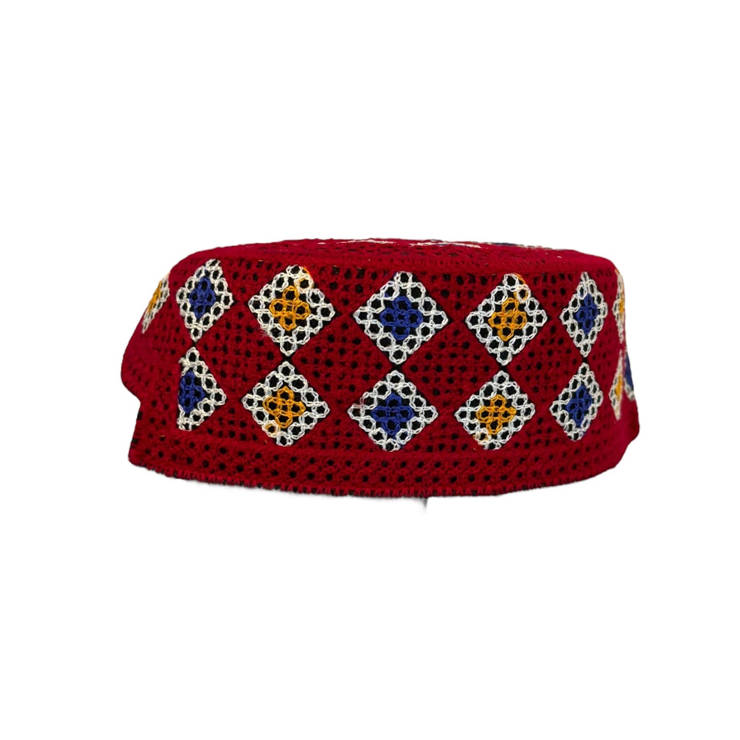 Sindhi Balochi Kufi Sufi Artist Topi - Trendy Unisex Hat - Handmade Embroidery Front Cut Cap - Dice Pattern - (55 to 57 cm)