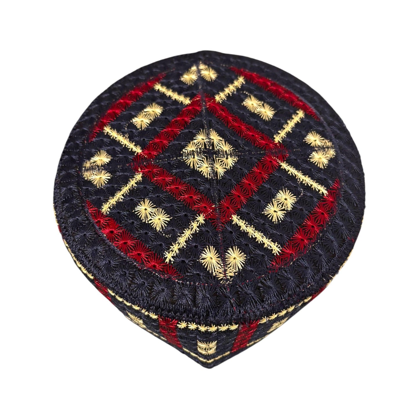 Turkish Kufi Sufi Artist Sindhi Balochi Topi - Trendy Colorful Topi - Handmade Embroidery Round Hat with Tiny Holes (Size 58 cm)