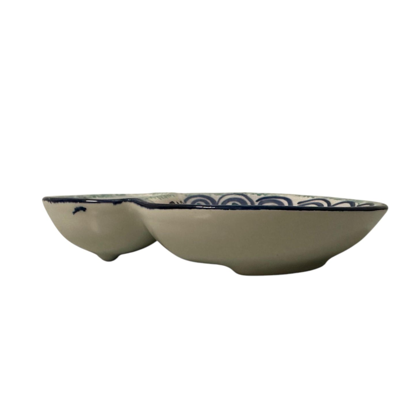 Portugal Hand Painted Pottery Olive Dish Tray Pit Holder - Ceramic Dish Plate Tray for Olives Sauces Salad Made In Portugal