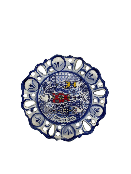 Portugal Azulejos Hand Painted Round Ceramic Plate