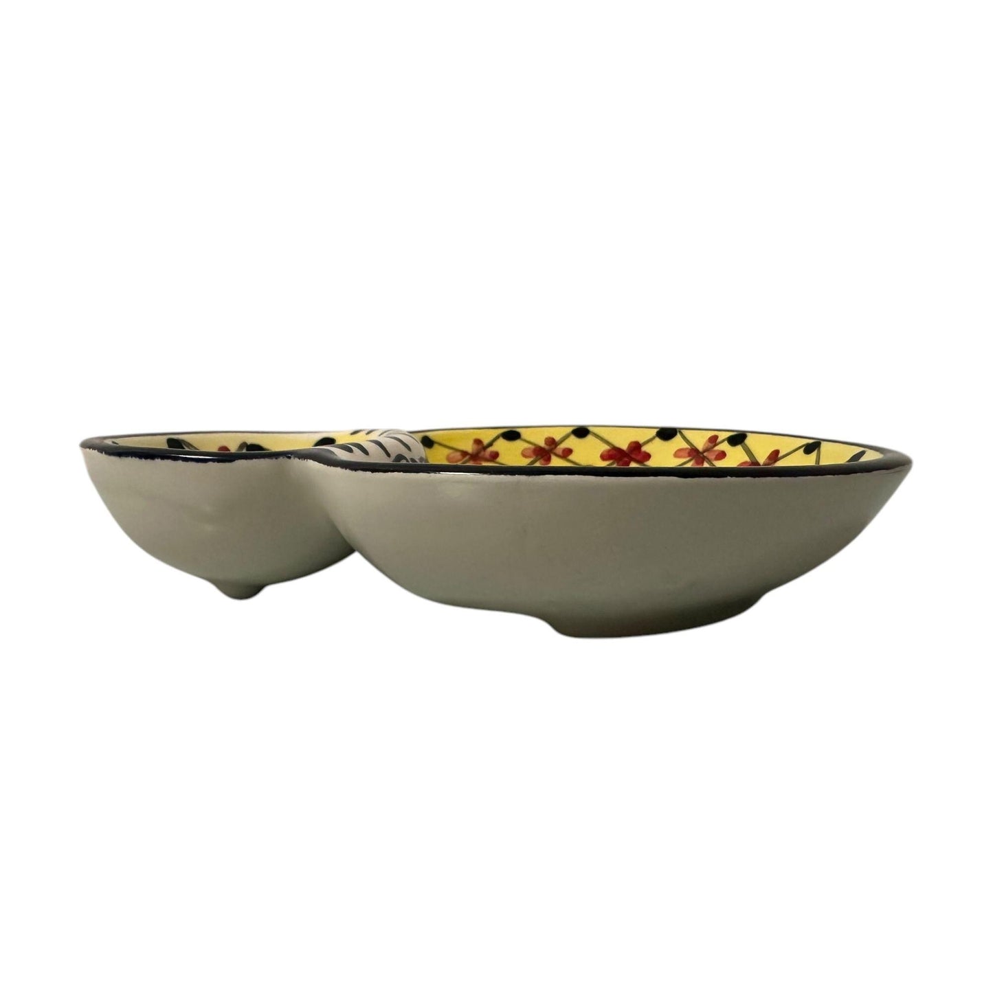 Portugal Hand Painted Pottery Olive Dish Tray Pit Holder - Ceramic Dish Plate Tray for Olives Sauces Salad Made In Portugal
