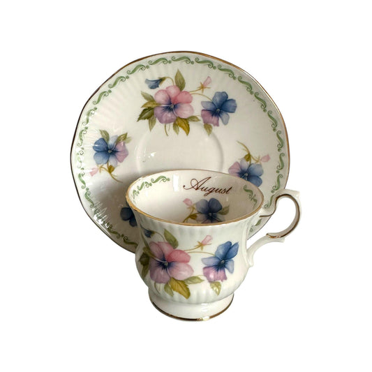 Floral Birth Wedding Month Expresso Coffee Cup with Saucer - Kitchen Table Decoration Souvenir from Portugal