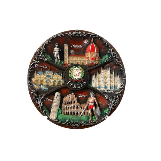 Italy Decorative Plate Vintage Style Poly Ceramic Hand Painted 3D  (7.8 Inch or 20cm)