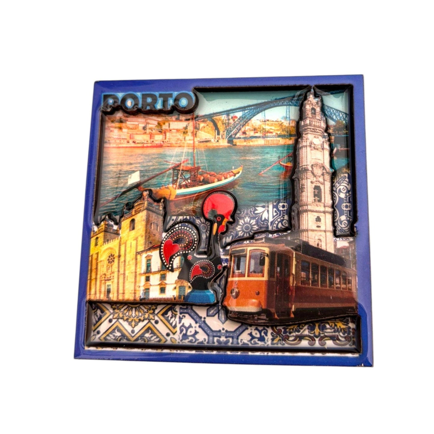 Portugal Acrylic 3D Fridge Magnet with Portugese Azul Symbols - Kitchen House Decoration - Beautiful Souvenir from Portugal