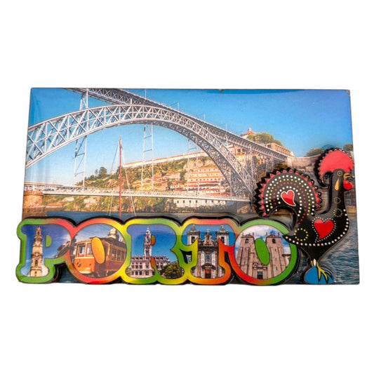 Portugal Acrylic 3D Fridge Magnet with Portugese Azul Symbols - Kitchen House Decoration - Beautiful Souvenir from Portugal