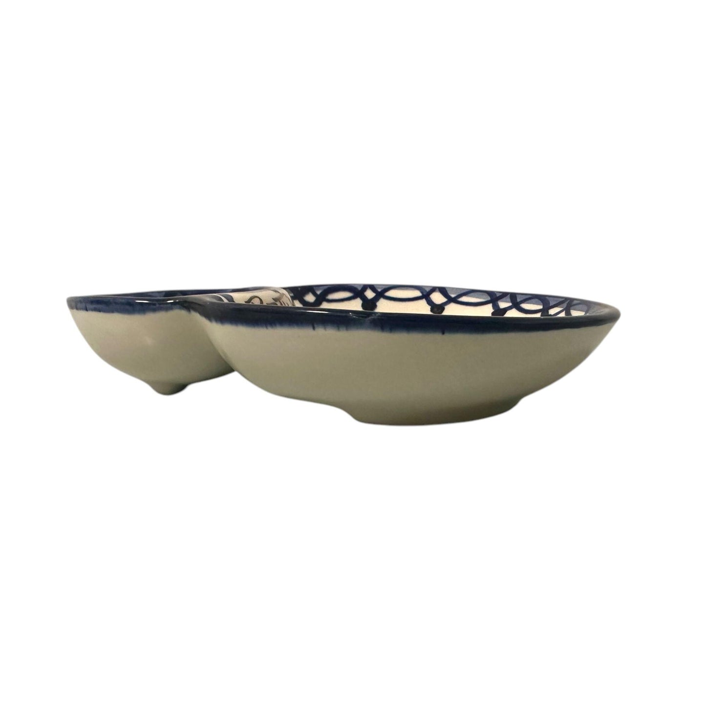 Portugal Hand Painted Pottery Olive Dish Tray Pit Holder - Ceramic Dish Plate Tray for Olives Sauces Salad Made In Portugal