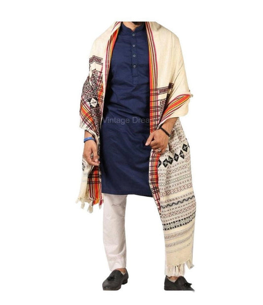 Thari Shawl with Embroidery, Sindhi Shawl, 2 Side Design Winter Shawl, Men & Women Shawl, Large Body Wraps ( L 228 × W 114 cm )