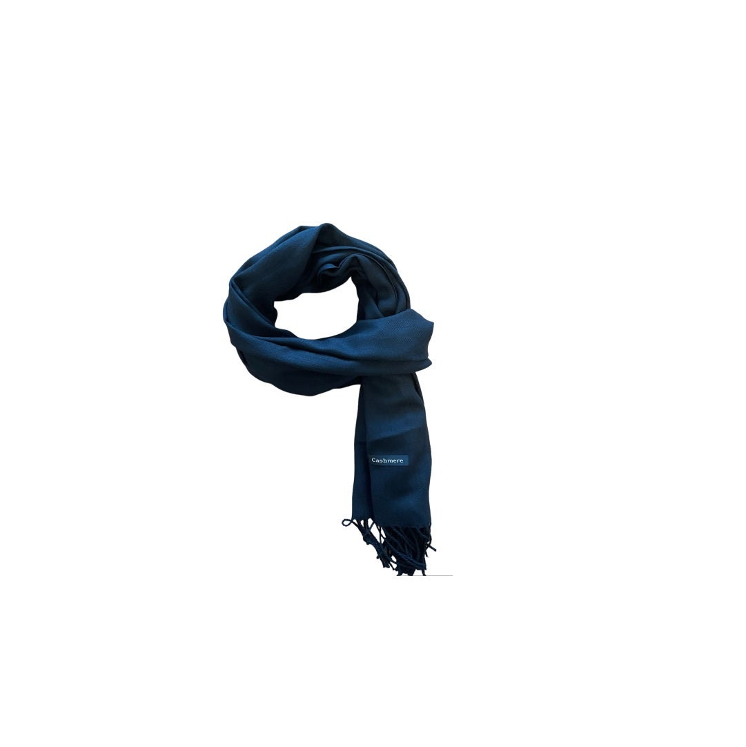 Cashmere Scarves and Shawls – Soft Scarves In Solid Plain Colors, Large Cashmere Scarf with Fringed Edges ( L 170 × W 68 cm)