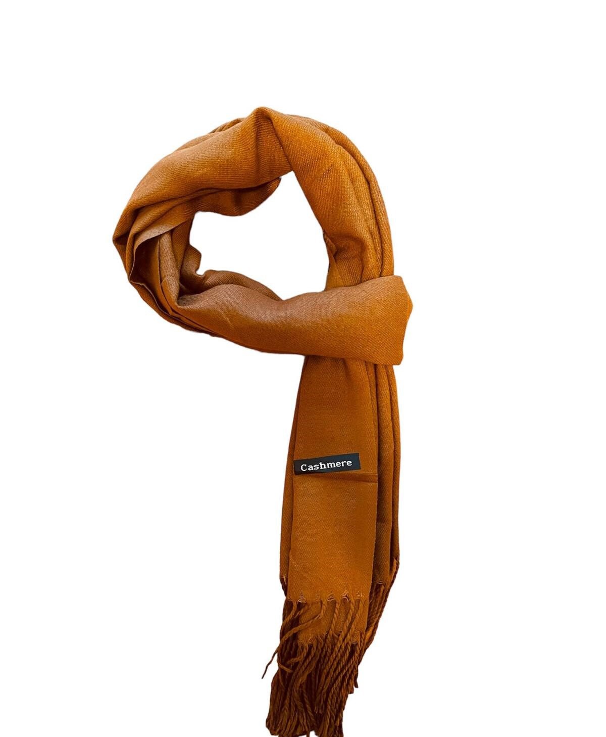 Cashmere Scarves and Shawls – Soft Scarves In Solid Plain Colors, Large Cashmere Scarf with Fringed Edges ( L 170 × W 68 cm)