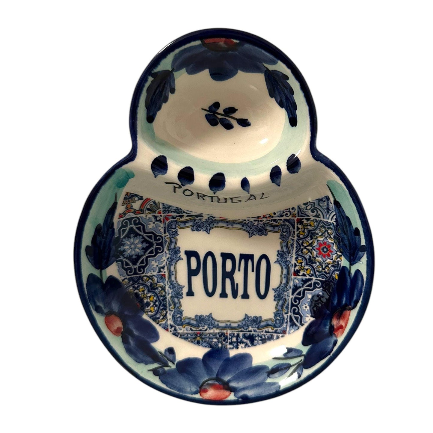 Portugal Hand Painted Pottery Olive Dish Tray Pit Holder - Ceramic Dish Plate Tray for Olives Sauces Salad Made In Portugal