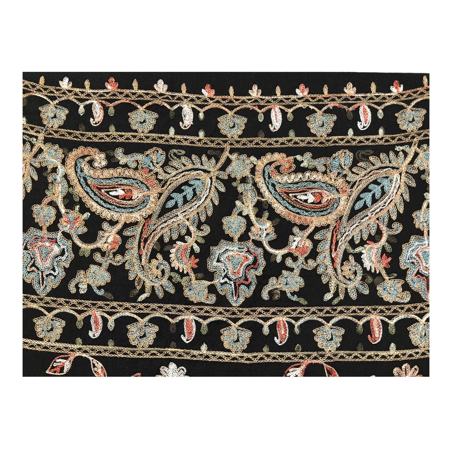 Hand Crafted Floral Scarf: Stylish Black Cotton-Viscose Blend