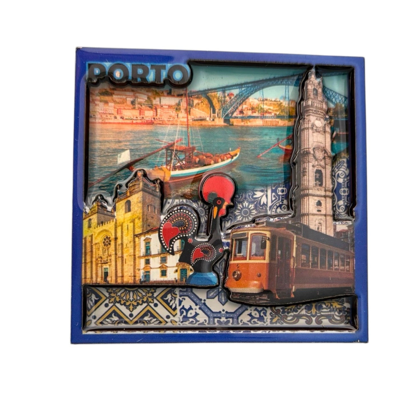 Portugal Acrylic 3D Fridge Magnet with Portugese Azul Symbols - Kitchen House Decoration - Beautiful Souvenir from Portugal