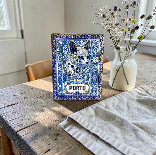 Portugese Embosed Ceramic Tile Stand for Table or Wall Hanging Decoration