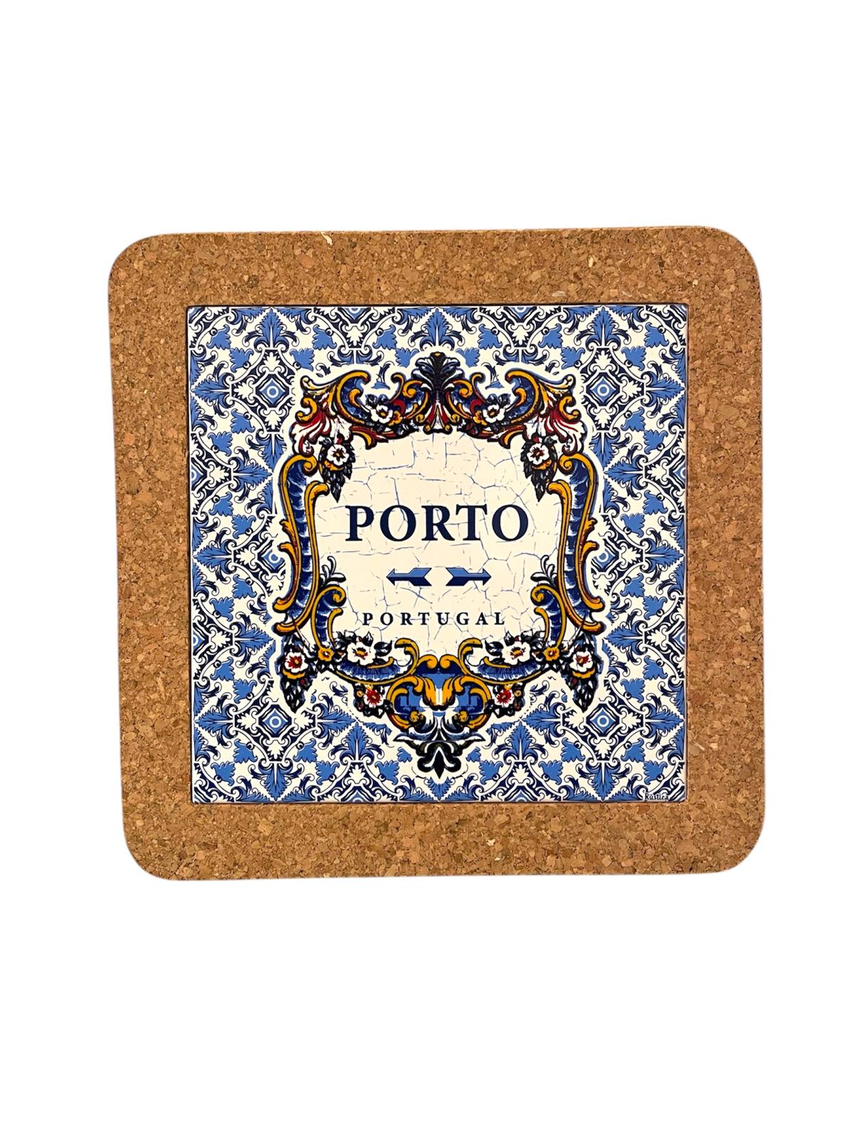 Portuguese Azulejo Tile Trivet: Cork-Backed Ceramic Pottery (Registered Patterns)