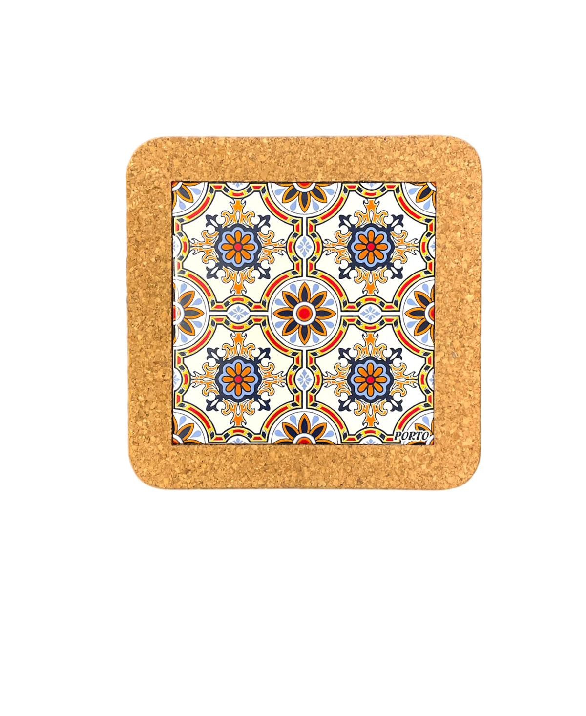 Portuguese Azulejo Tile Trivet: Cork-Backed Ceramic Pottery (Registered Patterns)