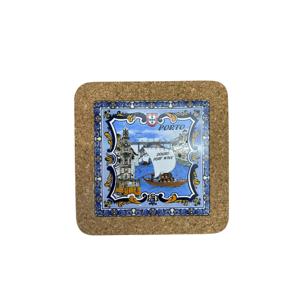 Portuguese Azulejo Tile Trivet: Cork-Backed Ceramic Pottery (Registered Patterns)