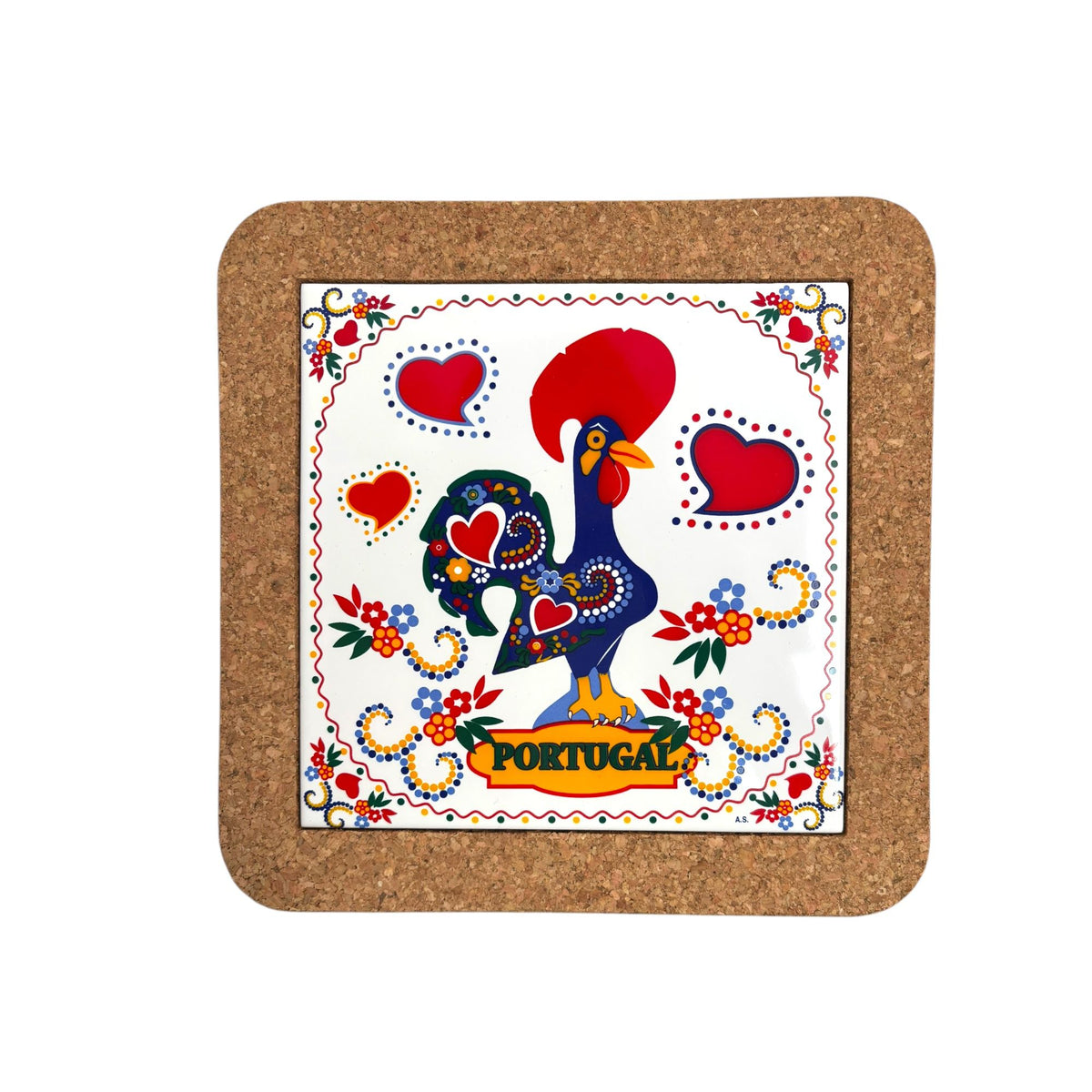 Portuguese Azulejo Tile Trivet: Cork-Backed Ceramic Pottery (Registered Patterns)