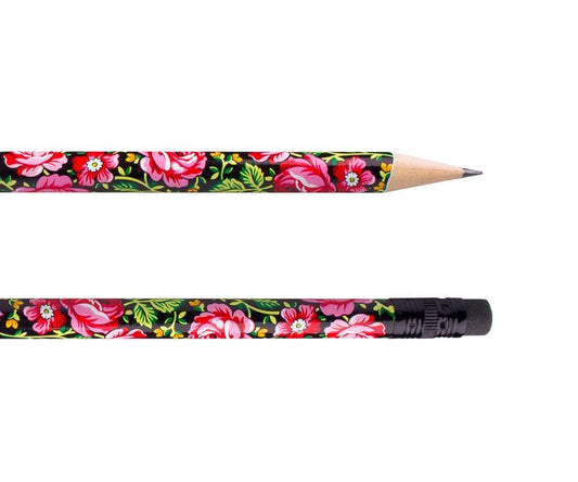 Pencils with Eraser Poland Folk Stylized Decorations Pencils with Vivid Colors and Interesting Compositions (Set of 9 Pencils)