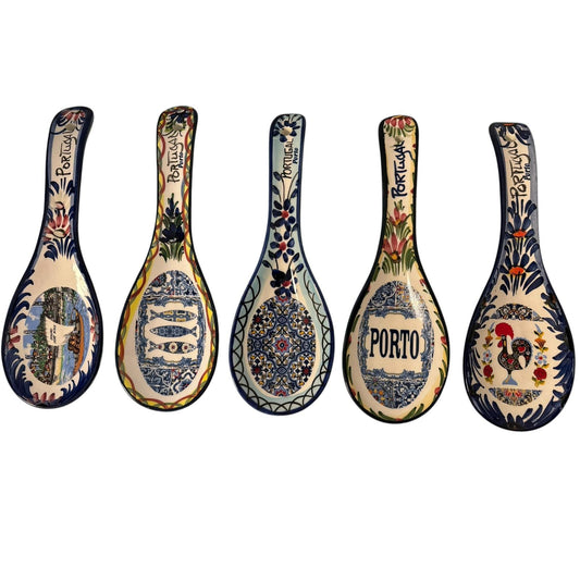 Portugese Pottery Hand Painted Spoon - Ceramic Kitchen Serving Spoon or Wall Hanging Decoration