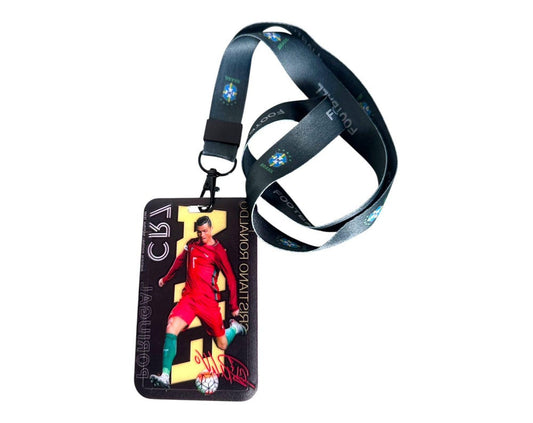 Football Lanyard with Famous Football Icons Badge - ID Badge Lanyard for Hard Vertical ID Card Holders for Multi Purpose Use